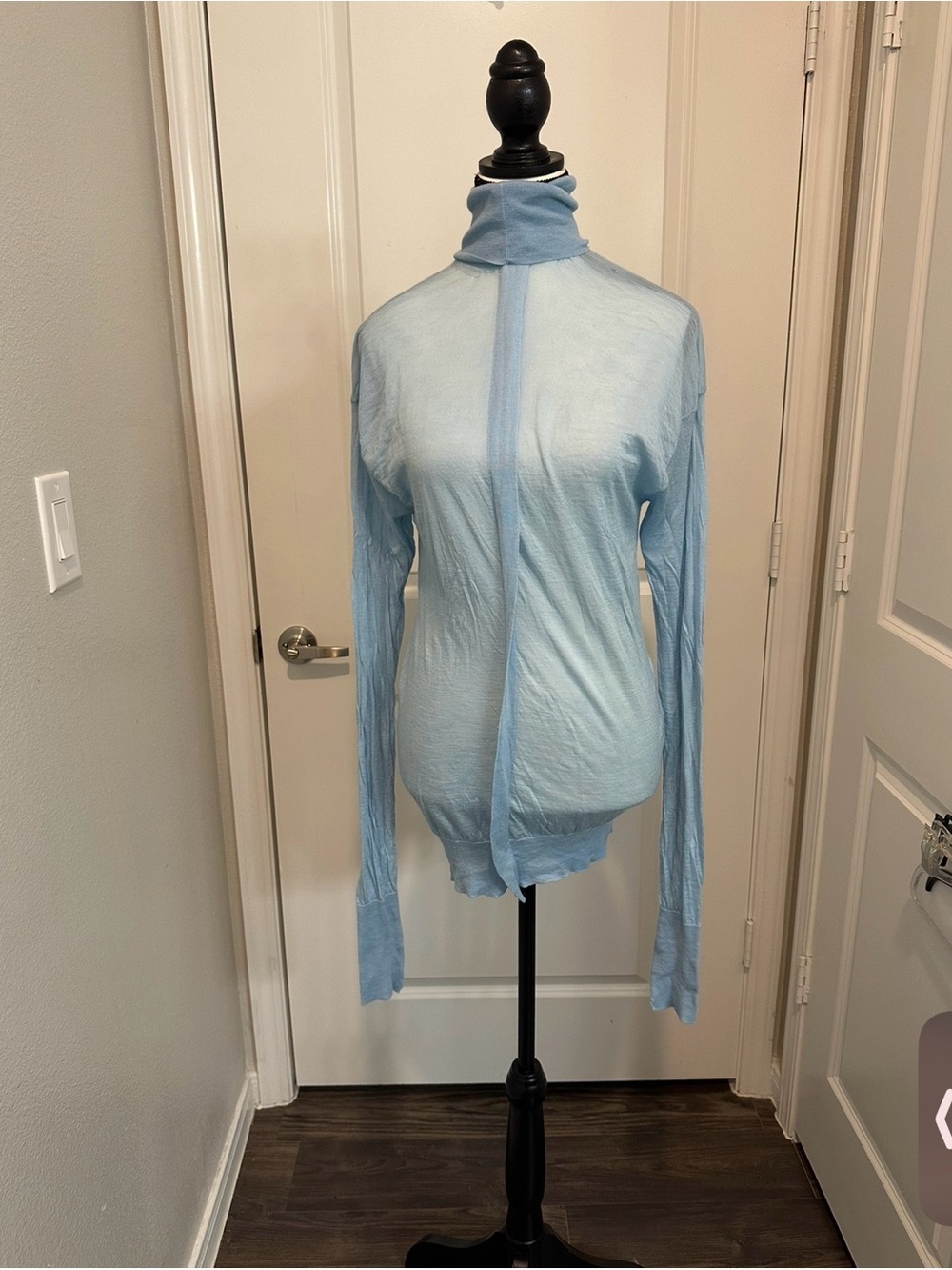 Celine 100% Cashmere Turtleneck Sweater M Blue Made in Italy